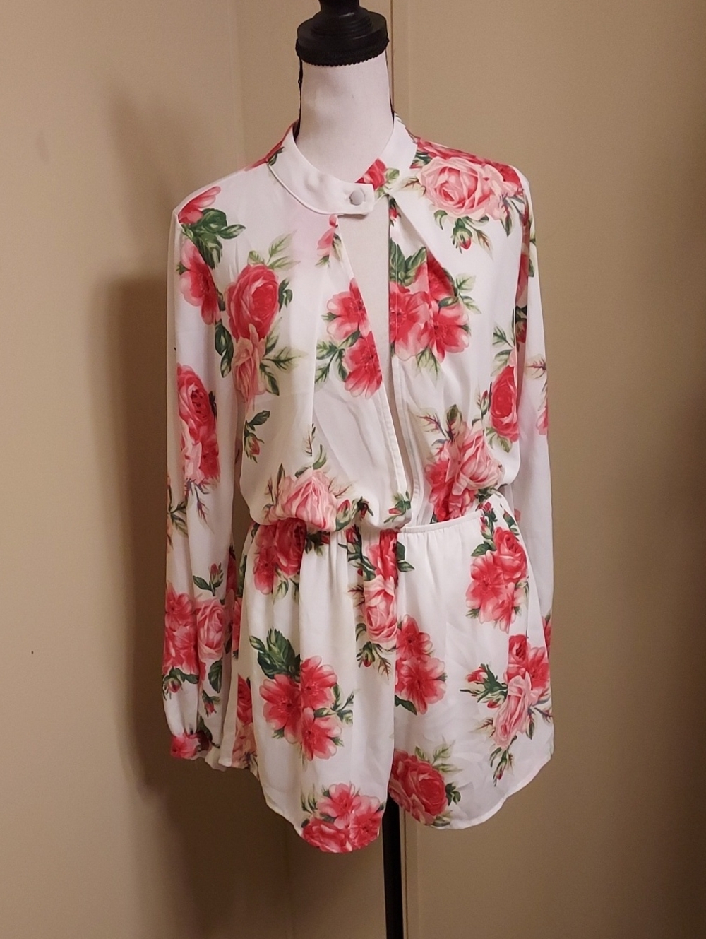 Audrey 3+1  Floral Romper With Faux Wrap Bodice.